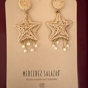 BNWT - Mercedes Salazar Falling Stars Raffia Earrings